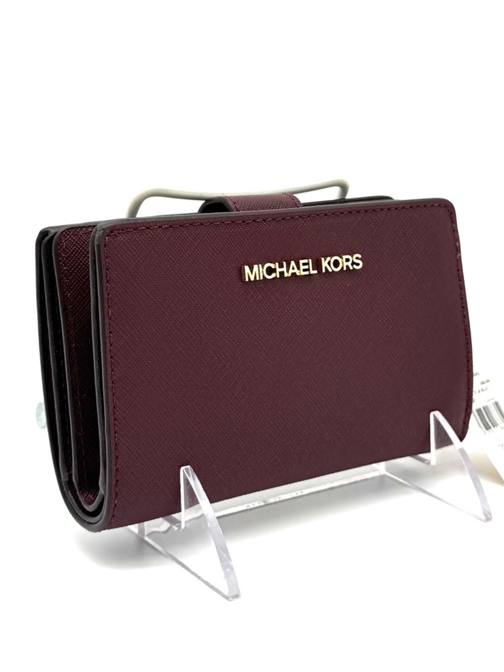 Michael Kors Medium Bifold Zip Chain Wallet Ox Blood